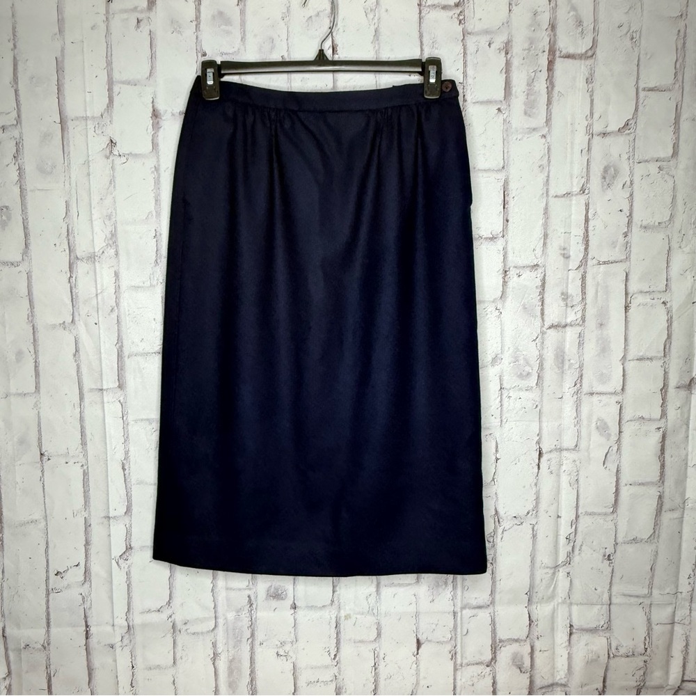 Pendleton Virgin Wool Pencil Skirt Size 12 Navy Blue Academia Office Career